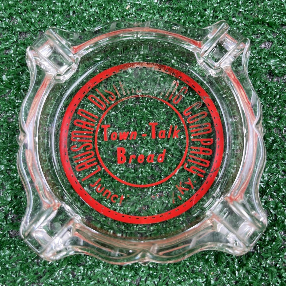 Rare Town Talk Bread Lausman Distrib Company Glass‎ Ashtray Vintage